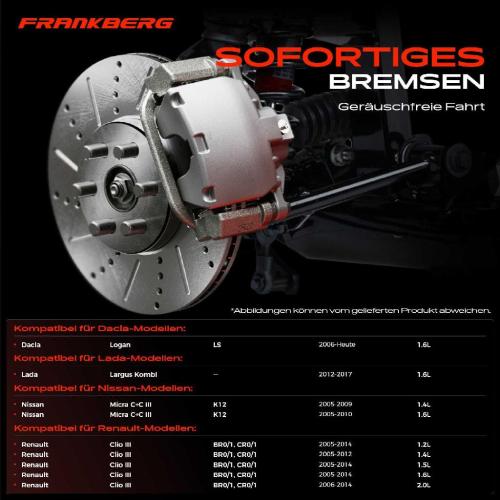 Frankberg 2x Bremsscheiben Vorderachse für Nissan Micra C III V Note Tiida Schrägheck Stufenheck Bj ab 2002 Bild Frankberg 2x Bremsscheiben Vorderachse für Nissan Micra C III V Note Tiida Schrägheck Stufenheck Bj ab 2002