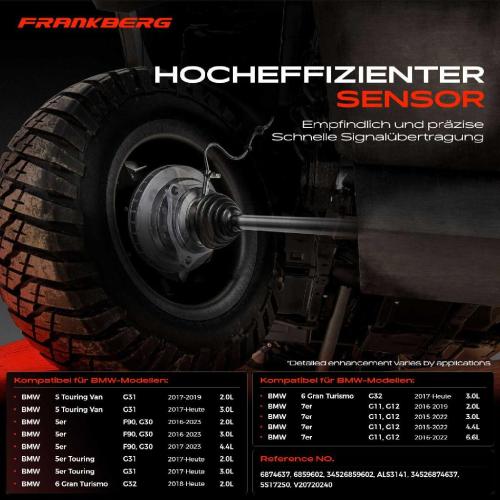 Frankberg 1x ABS Sensor Vorderachse beidseitig für BMW G31 F90 G30 G32 G11 G12 F91 G14 F92 G15 F93 G16 Bj ab 2015 Bild Frankberg 1x ABS Sensor Vorderachse beidseitig für BMW G31 F90 G30 G32 G11 G12 F91 G14 F92 G15 F93 G16 Bj ab 2015