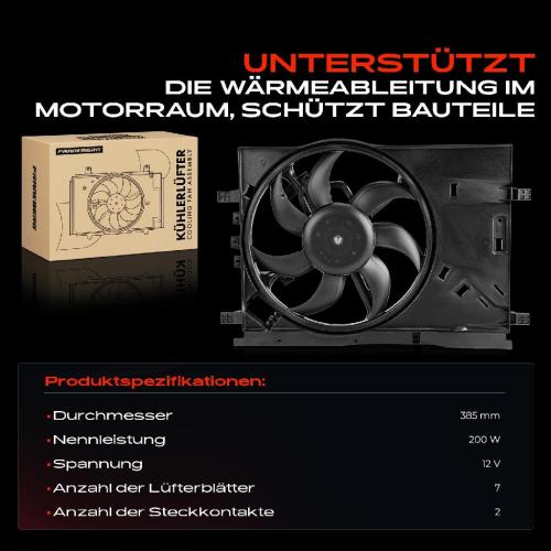 Frankberg 1x Motorkühller Einfachlüfter mit Kühlerlüfterrahmen Fiat Punto Grande Punto 199 1.2L 1.4L Bild Frankberg 1x Motorkühller Einfachlüfter mit Kühlerlüfterrahmen Fiat Punto Grande Punto 199 1.2L 1.4L