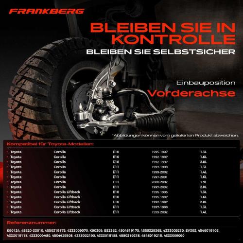 Frankberg 1x Querlenker Satz Vorderachse für Toyota Corolla Compact Liftback Station Wagon 1.3L 1.6L 1.4L 1992-2002 Bild Frankberg 1x Querlenker Satz Vorderachse für Toyota Corolla Compact Liftback Station Wagon 1.3L 1.6L 1.4L 1992-2002