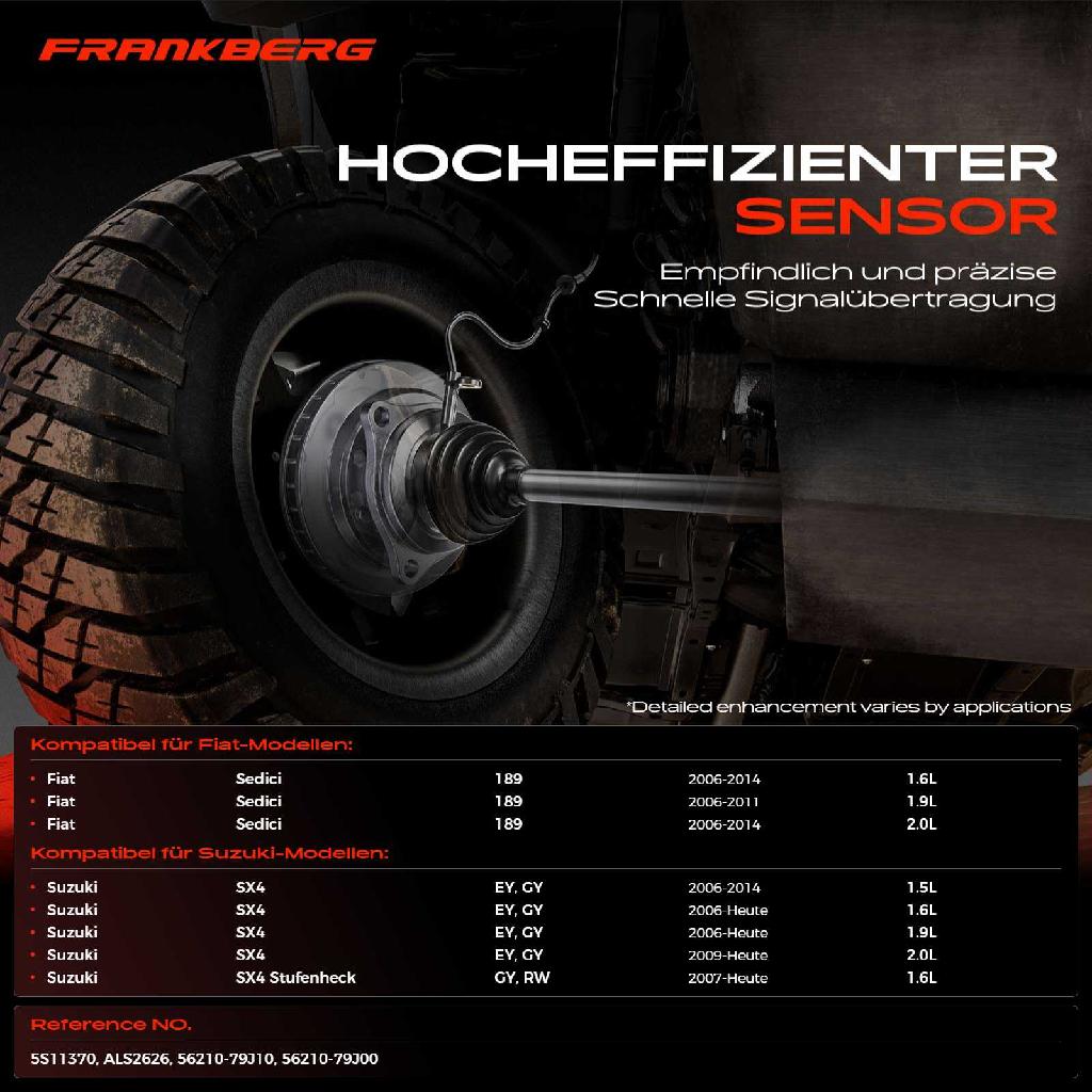 1x ABS Sensor Vorderachse rechts für Fiat Sedici Suzuki SX4 Stufenheck 1.6L 1.9L 2.0L 1.5L Bj ab 2006