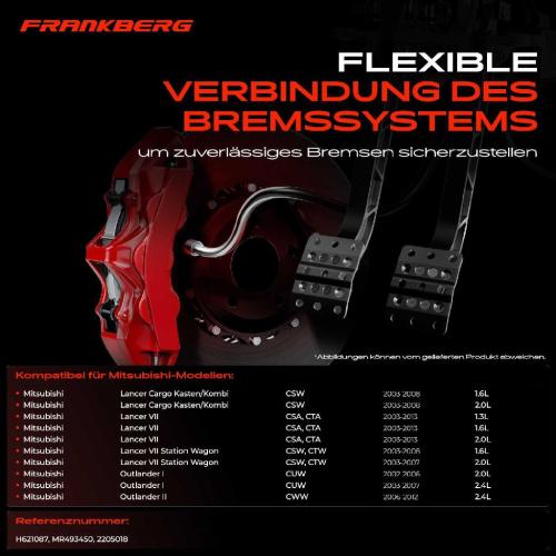 1x Bremsschlauch Bremsschläuche Hinterachse Links oder Rechts für Mitsubishi Lancer VII CS CT Outlander II CU CW Bild 1x Bremsschlauch Bremsschläuche Hinterachse Links oder Rechts für Mitsubishi Lancer VII CS CT Outlander II CU CW