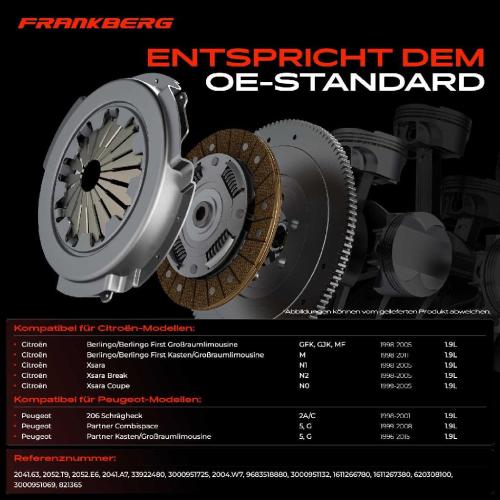 Frankberg 1x Kupplungssatz für Citroën Berlingo/Berlingo First MPV Kasten/MPV Xsara Break Coupe Peugeot 206 Schrägheck Bild Frankberg 1x Kupplungssatz für Citroën Berlingo/Berlingo First MPV Kasten/MPV Xsara Break Coupe Peugeot 206 Schrägheck