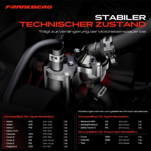 Frankberg 1x Thermostat Kühlmittel für VW Chevrolet Opel Astra J Corsa Zafira 1.4L-2.0L Bild Frankberg 1x Thermostat Kühlmittel für VW Chevrolet Opel Astra J Corsa Zafira 1.4L-2.0L