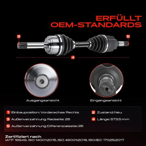 1x Antriebswelle Vorderachse Rechts für KIA Sportage SUV K00 2.0L 1994-2003 Bild 1x Antriebswelle Vorderachse Rechts für KIA Sportage SUV K00 2.0L 1994-2003