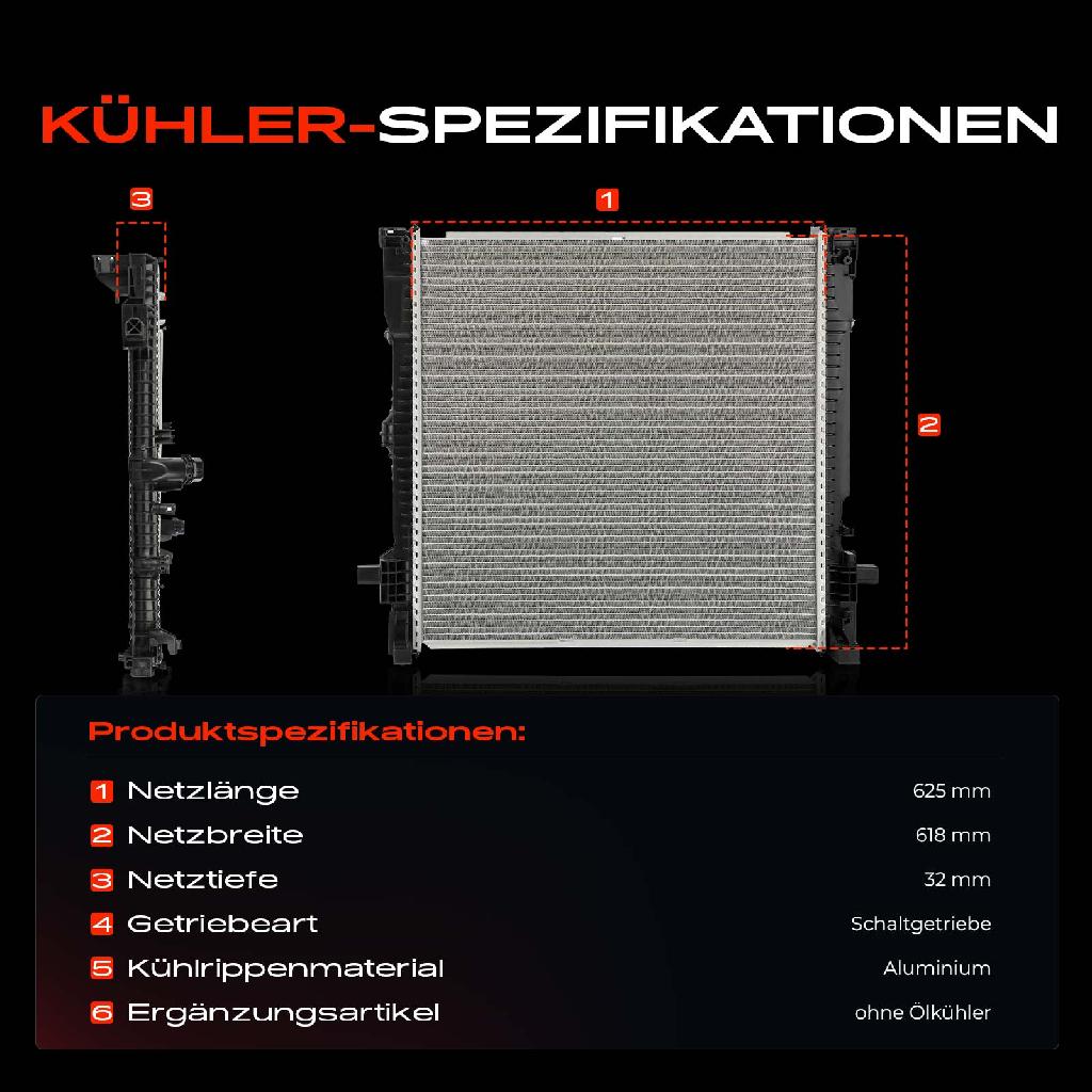 1x Kühler Wasserkühler Motorkühler für BMW X5 F95 G05 X6 F96 G06 3.0L Bj ab 2018