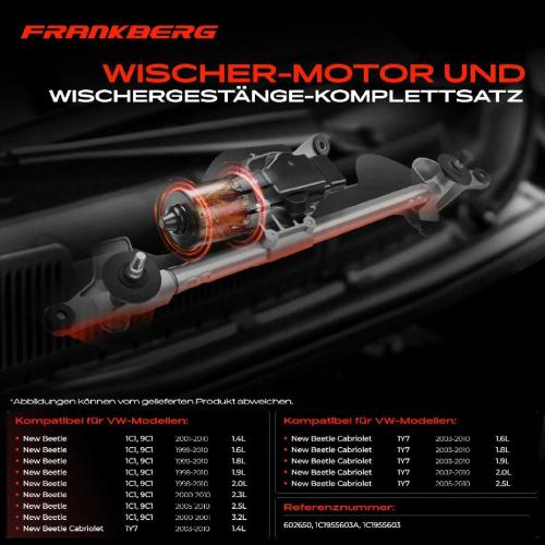 Frankberg 1x Wischerarm Scheibenwischer Vorne für VW New Beetle Cabriolet 1C1 9C1 1Y7 Bild Frankberg 1x Wischerarm Scheibenwischer Vorne für VW New Beetle Cabriolet 1C1 9C1 1Y7