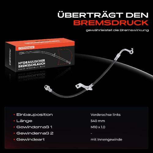 Frankberg 1x Bremsschlauch Bremsschläuche Vorderachse Links für KIA Optima FSGDS6B 1.7L 2.0L 2012-2022 Bild Frankberg 1x Bremsschlauch Bremsschläuche Vorderachse Links für KIA Optima FSGDS6B 1.7L 2.0L 2012-2022