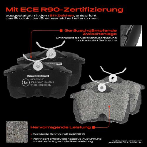 Frankberg 4x Bremsbeläge Hinterachse für Honda Accord VI Hatchback VII Tourer CF CG CH CK CL 1998-2008 Bild Frankberg 4x Bremsbeläge Hinterachse für Honda Accord VI Hatchback VII Tourer CF CG CH CK CL 1998-2008