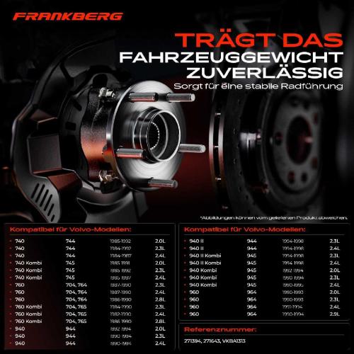 Frankberg 1x Radnabe Radlagersatz Vorderachse beidseitig für Volvo 740 Kombi 760 940 II 960 2.0L 1982-1998 Bild Frankberg 1x Radnabe Radlagersatz Vorderachse beidseitig für Volvo 740 Kombi 760 940 II 960 2.0L 1982-1998