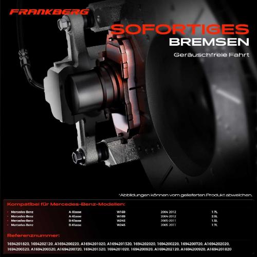 4x Bremsbeläge Vorderachse für Mercedes-Benz A-Klasse W169 B-Klasse W245 2004-2012 Bild 4x Bremsbeläge Vorderachse für Mercedes-Benz A-Klasse W169 B-Klasse W245 2004-2012