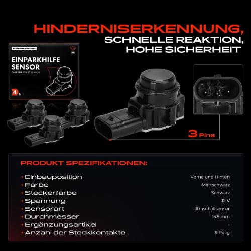 4x Parksensor PDC Sensor Vorne und Hinten für Mercedes-Benz A B-Klasse W176 W246 GLK X204 SL Bild 4x Parksensor PDC Sensor Vorne und Hinten für Mercedes-Benz A B-Klasse W176 W246 GLK X204 SL