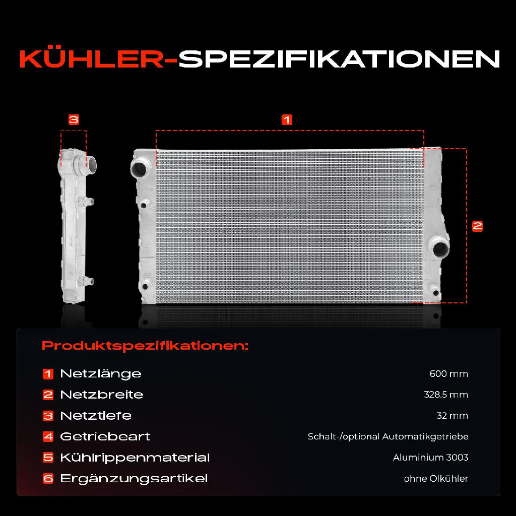 1x Kühler Wasserkühler Motorkühler für BMW 5er F10 F11 6er F12 F13 7er 3.0L