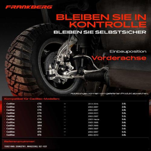 Frankberg 1x Querlenker Vorderachse für Cadillac CTS SRX STS 2.0L 2.6L 2.8L 3.0L 3.2L 3.6L 4.6L 4.4L Bj ab 2002 Bild Frankberg 1x Querlenker Vorderachse für Cadillac CTS SRX STS 2.0L 2.6L 2.8L 3.0L 3.2L 3.6L 4.6L 4.4L Bj ab 2002
