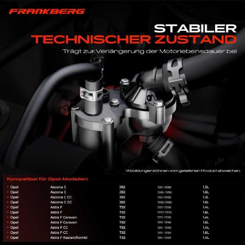 Frankberg 1x Thermostat Kühlmittel für Opel Ascona C Astra F G Corsa A CC Kadett E Vectra A B Bild Frankberg 1x Thermostat Kühlmittel für Opel Ascona C Astra F G Corsa A CC Kadett E Vectra A B