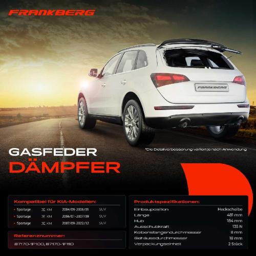 2x Gasfeder Dämpfer Heckscheibe für Kia Sportage JE KM SUV 2004-2010 Bild 2x Gasfeder Dämpfer Heckscheibe für Kia Sportage JE KM SUV 2004-2010