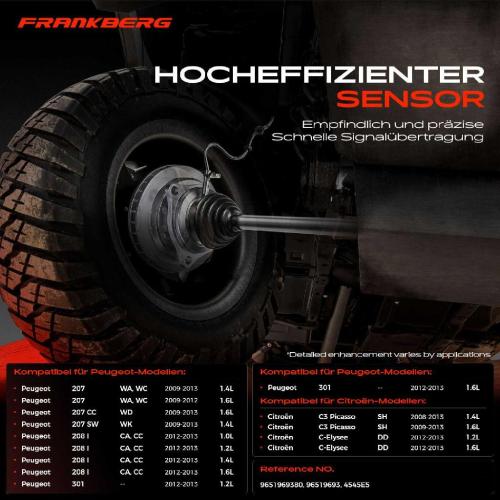 Frankberg 1x ABS Sensor Hinterachse beidseitig für Citroën C3 Picasso C-Elysee Peugeot 207 CC SW 208 I 301 2008-2013 Bild Frankberg 1x ABS Sensor Hinterachse beidseitig für Citroën C3 Picasso C-Elysee Peugeot 207 CC SW 208 I 301 2008-2013