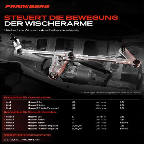 Frankberg 1x Wischergestänge Vorne für Opel Movano B Renault Master III Bild Frankberg 1x Wischergestänge Vorne für Opel Movano B Renault Master III