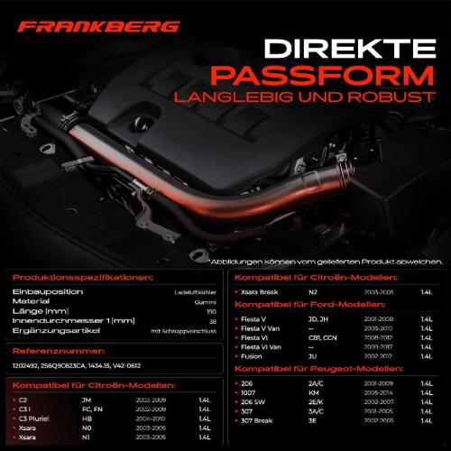 Frankberg 1x Kühlerschlauch Turboschlauch für Citroën C2 C3 I Pluriel Xsara Break Coupe Ford Fiesta V Van Peugeot Bild Frankberg 1x Kühlerschlauch Turboschlauch für Citroën C2 C3 I Pluriel Xsara Break Coupe Ford Fiesta V Van Peugeot