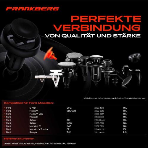 Frankberg 20x Befestigungsclips Radkasten für Ford C-Max Focus Opel Astra J Bild Frankberg 20x Befestigungsclips Radkasten für Ford C-Max Focus Opel Astra J