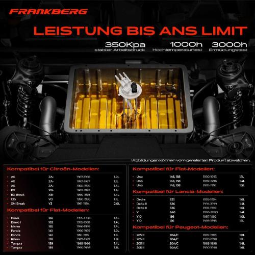 Frankberg 1x Kraftstoffpumpe für Citroën AX BX Break C15 Fiat Brava Bravo I Fiorino Kasten/MPV Pick-up Marea Weekend Bild Frankberg 1x Kraftstoffpumpe für Citroën AX BX Break C15 Fiat Brava Bravo I Fiorino Kasten/MPV Pick-up Marea Weekend