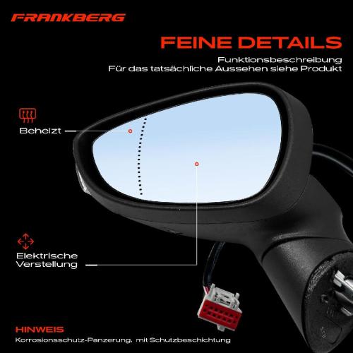 Frankberg 1x Außenspiegel Links für Ford Fiesta VI CB1 CCN Van 2008-2017 Bild Frankberg 1x Außenspiegel Links für Ford Fiesta VI CB1 CCN Van 2008-2017
