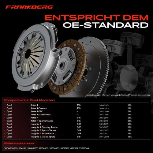 Frankberg 1x Kupplungssatz für Opel Astra J Caravan GTC Stufenheck K Sports Tourer Insignia A Country B Bild Frankberg 1x Kupplungssatz für Opel Astra J Caravan GTC Stufenheck K Sports Tourer Insignia A Country B
