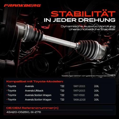 1x Antriebswelle Vorderachse Links für Toyota Avensis T22 2.0L 1997-2003 Bild 1x Antriebswelle Vorderachse Links für Toyota Avensis T22 2.0L 1997-2003