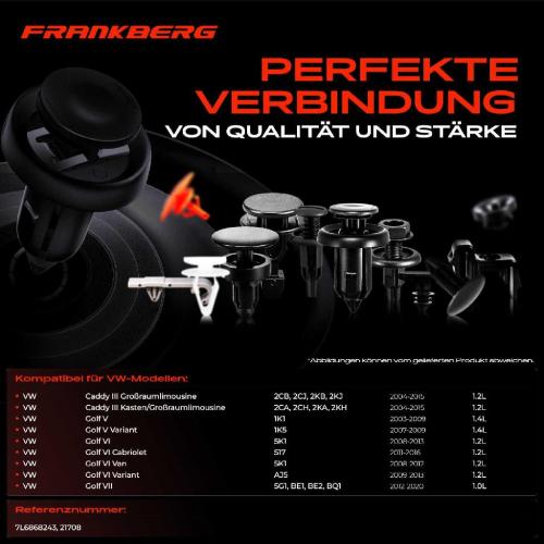 Frankberg 20x Befestigungsclips Stoßstange Türverkleidung für VW Golf 5 6 7 Polo Passat Jetta 4 Bild Frankberg 20x Befestigungsclips Stoßstange Türverkleidung für VW Golf 5 6 7 Polo Passat Jetta 4
