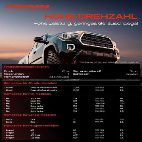 Frankberg 1x Servopumpe hydraulisch für Peugeot 406 806 Citroën Jumpy Fiat Lancia Bild Frankberg 1x Servopumpe hydraulisch für Peugeot 406 806 Citroën Jumpy Fiat Lancia