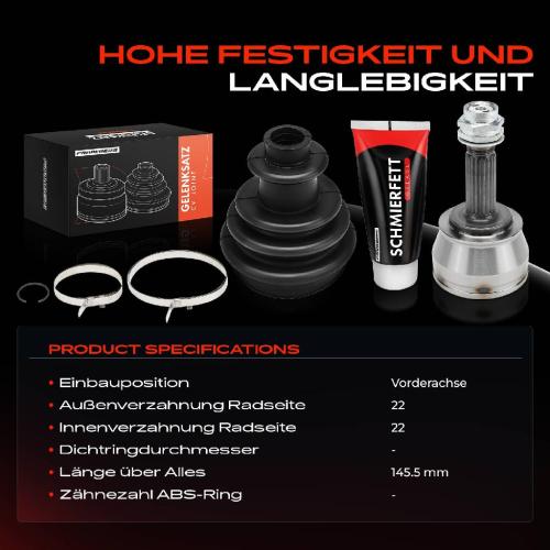 Frankberg 1x Antriebswelle Gelenksatz Vorderachse für Fiat Doblo Kasten/MPV 119 223 Bild Frankberg 1x Antriebswelle Gelenksatz Vorderachse für Fiat Doblo Kasten/MPV 119 223