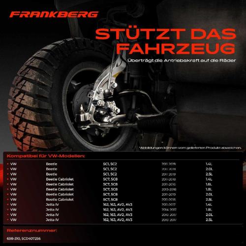 Frankberg 1x Achsschenkel Radaufhängung Vorderachse Rechts für VW	Beetle Cabriolet 5C1 5C2 5C7 5C8 Jetta IV 162 Bild Frankberg 1x Achsschenkel Radaufhängung Vorderachse Rechts für VW	Beetle Cabriolet 5C1 5C2 5C7 5C8 Jetta IV 162