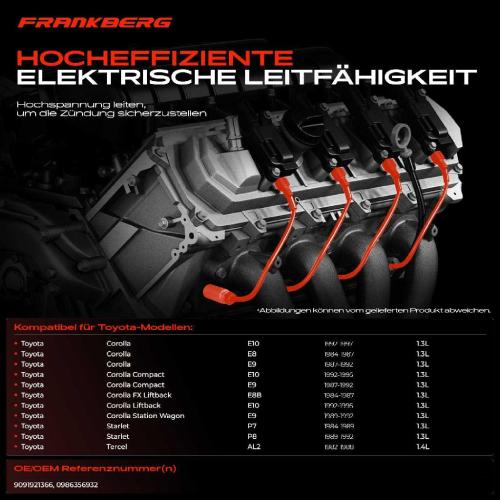 4x Zündleitungssatz Zündkabel für Toyota Corolla E8 E9 E10 E8B Starlet Tercel Bild 4x Zündleitungssatz Zündkabel für Toyota Corolla E8 E9 E10 E8B Starlet Tercel