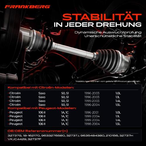 1x Antriebswelle Vorderachse Rechts für Citroën Saxo S0 S1 Peugeot 106 II Bild 1x Antriebswelle Vorderachse Rechts für Citroën Saxo S0 S1 Peugeot 106 II