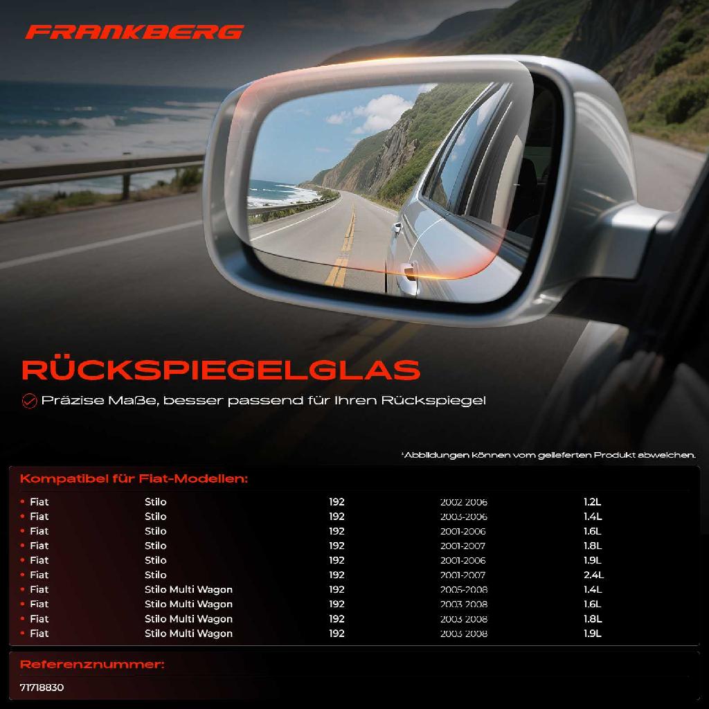 1x Spiegelglas Außenspiegel links für Fiat Stilo Multi Wagon 192 2001-2008