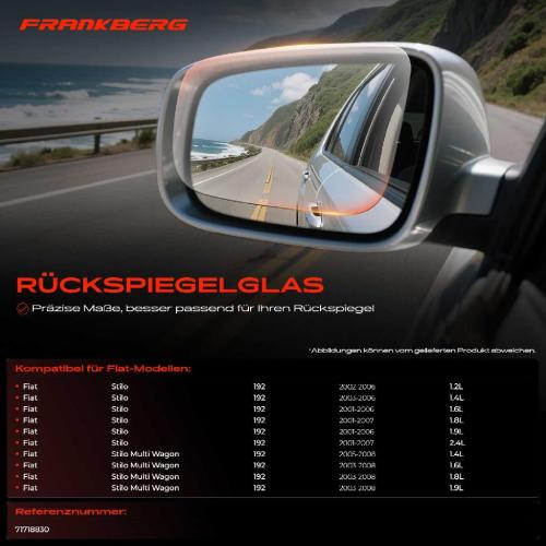 1x Spiegelglas Außenspiegel links für Fiat Stilo Multi Wagon 192 2001-2008 Bild 1x Spiegelglas Außenspiegel links für Fiat Stilo Multi Wagon 192 2001-2008