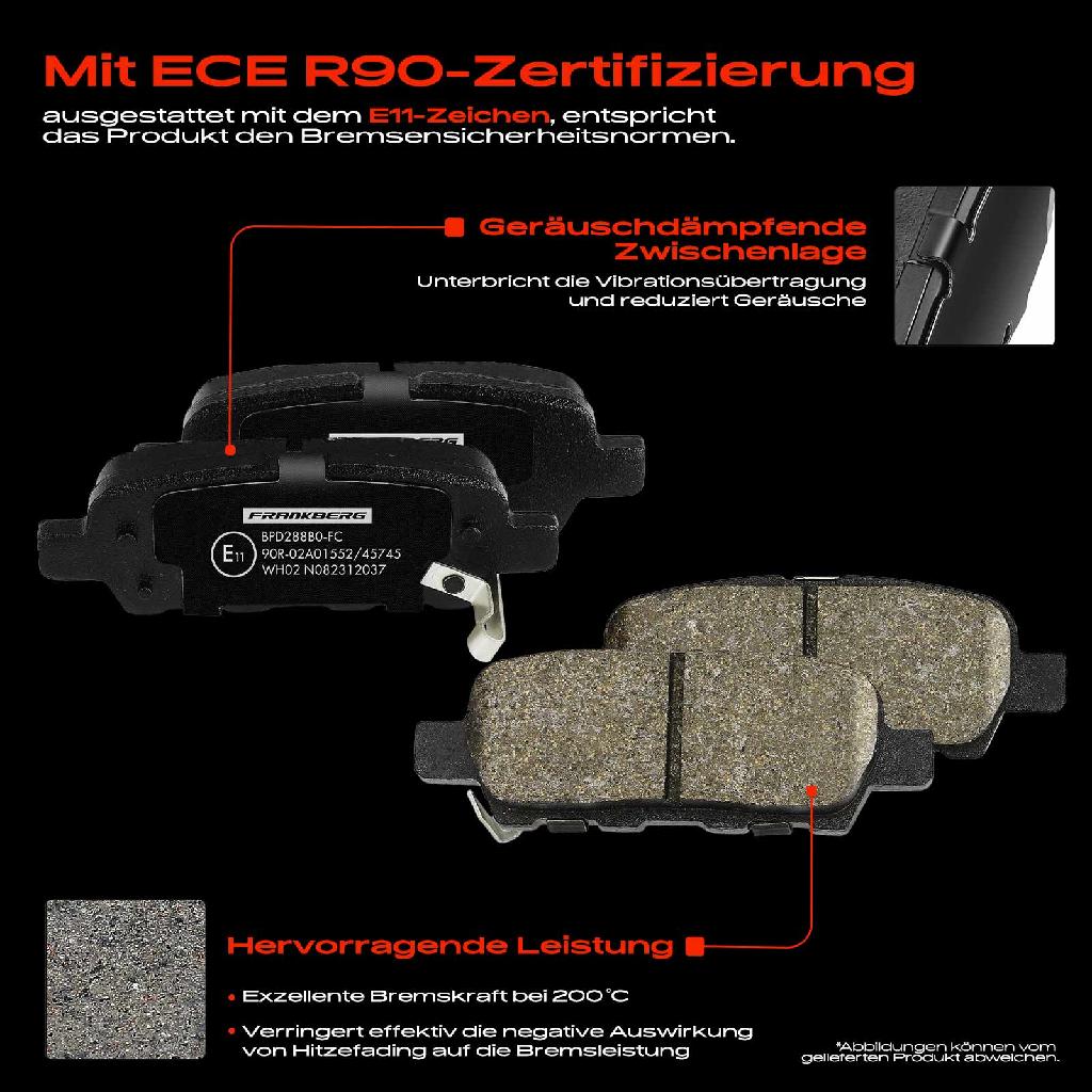 4x Bremsbeläge Hinterachse für Infiniti EX G Cabriolet Coupe Stufenheck M Q50 Q60 Q70 QX50 I Nissan