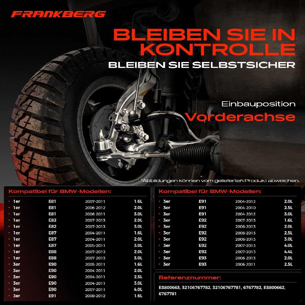 2x Spurstangenkopf Vorderachse für BMW 1er E81 E81 E87 1er Cabriolet E88 1er Coupe E82 3er Cabriolet E90 E93
