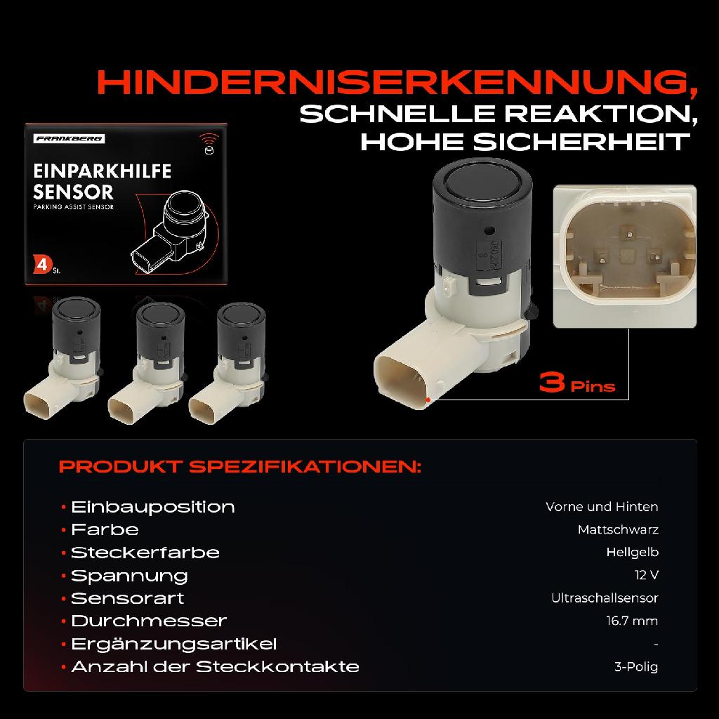 4x Parksensor PDC Sensor Vorne und Hinten für Renault Clio Megane Scénic Twingo Fiat