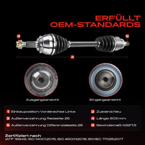 1x Antriebswelle Vorderachse Links für MINI R56 R55 R57 R58 R59 1.4L 1.6L 2006-2015 Bild 1x Antriebswelle Vorderachse Links für MINI R56 R55 R57 R58 R59 1.4L 1.6L 2006-2015