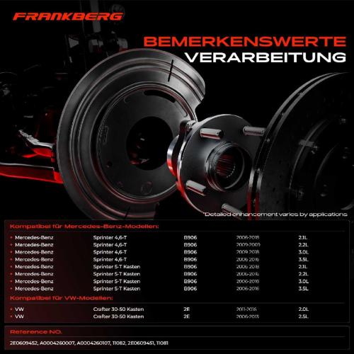 Frankberg 2x Ankerblech Bremsscheibe Hinterachse Beidseitig für Mercedes-Benz Sprinter 3 5-T B906 Bild Frankberg 2x Ankerblech Bremsscheibe Hinterachse Beidseitig für Mercedes-Benz Sprinter 3 5-T B906