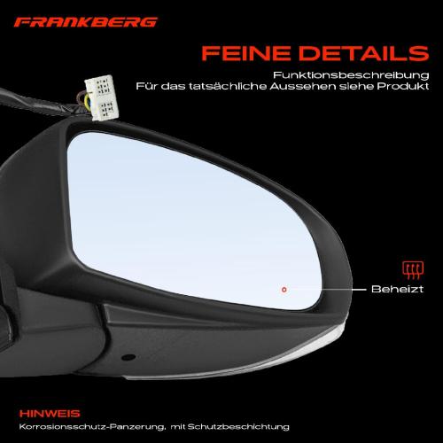 Frankberg 1x Außenspiegel Rechts für Toyota IQ J1 1.0L 1.3L 1.4L 2009-2015 Bild Frankberg 1x Außenspiegel Rechts für Toyota IQ J1 1.0L 1.3L 1.4L 2009-2015