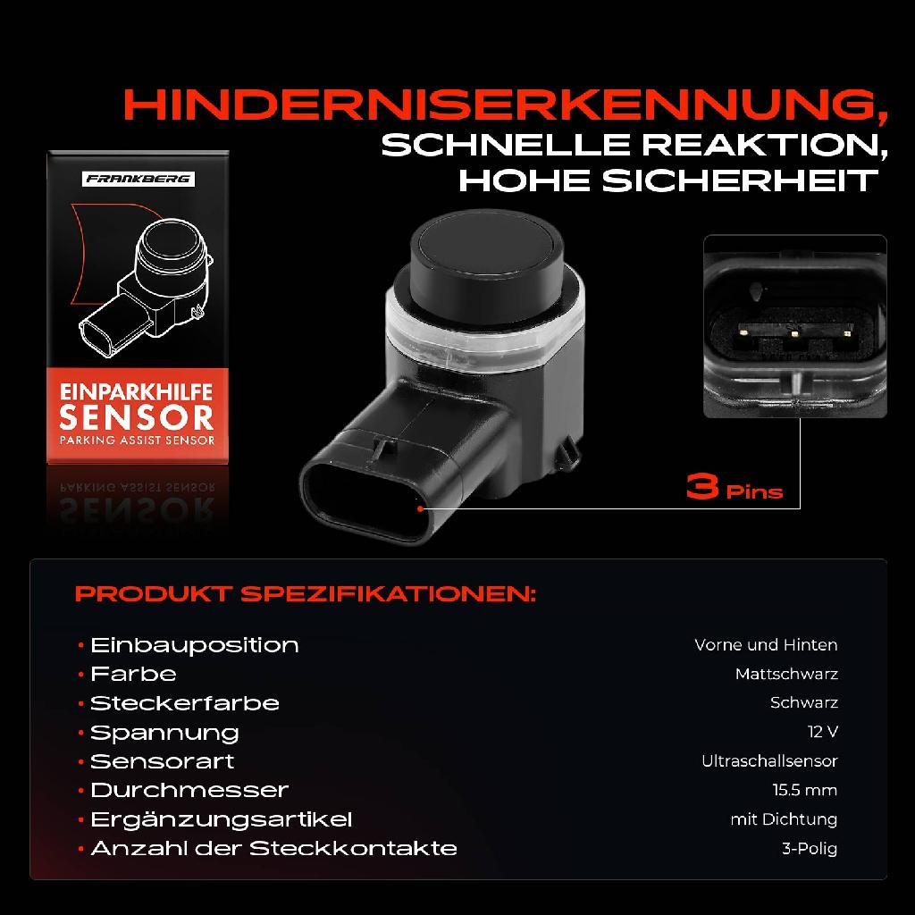 1x Parksensor PDC Sensor Vorne und Hinten für VW Golf 6 Passat T5 Audi A4 A5 A6 Seat Leon Skoda