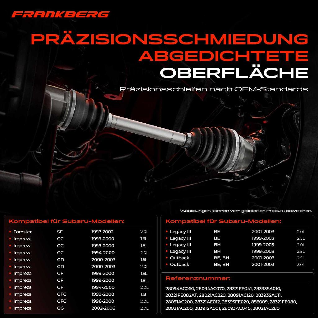 1x Antriebswelle Gelenksatz Vorderachse für Subaru Forester SF Impreza Legacy