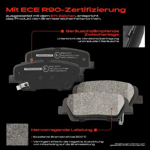 Frankberg 4x Bremsbeläge Hinterachse für Hyundai Equus/Centennial Genesis Coupe Grand Santa Fé II Kasten/SUV Bild Frankberg 4x Bremsbeläge Hinterachse für Hyundai Equus/Centennial Genesis Coupe Grand Santa Fé II Kasten/SUV