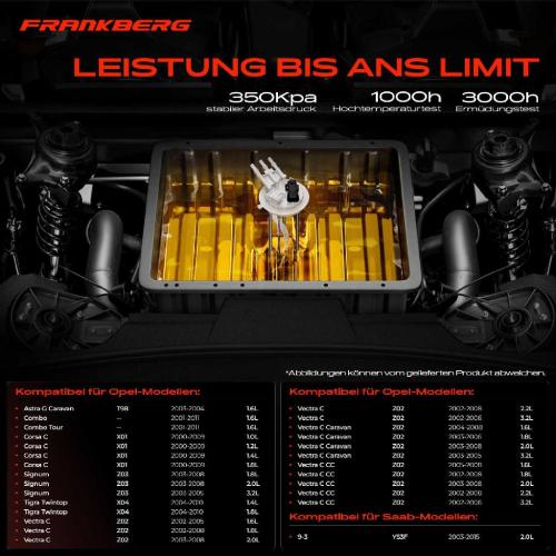 Frankberg 1x Kraftstoffpumpe für Opel Astra G Caravan Combo Kasten/MPV Tour Corsa C Kasten/Schrägheck Saab Bild Frankberg 1x Kraftstoffpumpe für Opel Astra G Caravan Combo Kasten/MPV Tour Corsa C Kasten/Schrägheck Saab