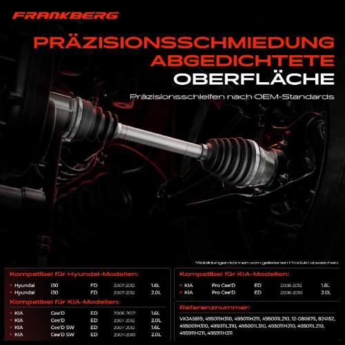 Frankberg 1x Antriebswelle Gelenksatz Vorderachse f r Hyundai i30 FD KIA Cee'D ED 2006-2012 Bild Frankberg 1x Antriebswelle Gelenksatz Vorderachse f r Hyundai i30 FD KIA Cee'D ED 2006-2012