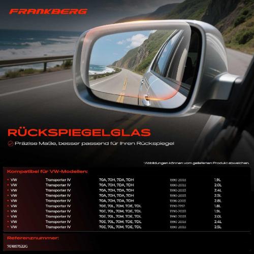 1x Spiegelglas Außenspiegel rechts für VW Transporter IV Kasten Bus Pritsche/Fahrgestell Bild 1x Spiegelglas Außenspiegel rechts für VW Transporter IV Kasten Bus Pritsche/Fahrgestell
