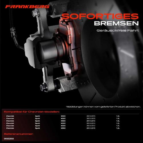 Frankberg 4x Bremsbeläge Vorderachse für Chevrolet Spark M300 1.0L 1.2L 2010-2015 Bild Frankberg 4x Bremsbeläge Vorderachse für Chevrolet Spark M300 1.0L 1.2L 2010-2015