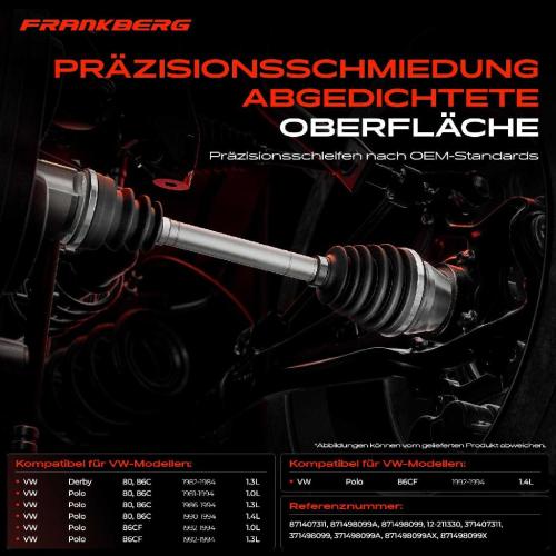 Frankberg 1x Antriebswelle Gelenksatz Vorderachse für VW Polo Classic Coupe 80 86C 1981-1994 Bild Frankberg 1x Antriebswelle Gelenksatz Vorderachse für VW Polo Classic Coupe 80 86C 1981-1994